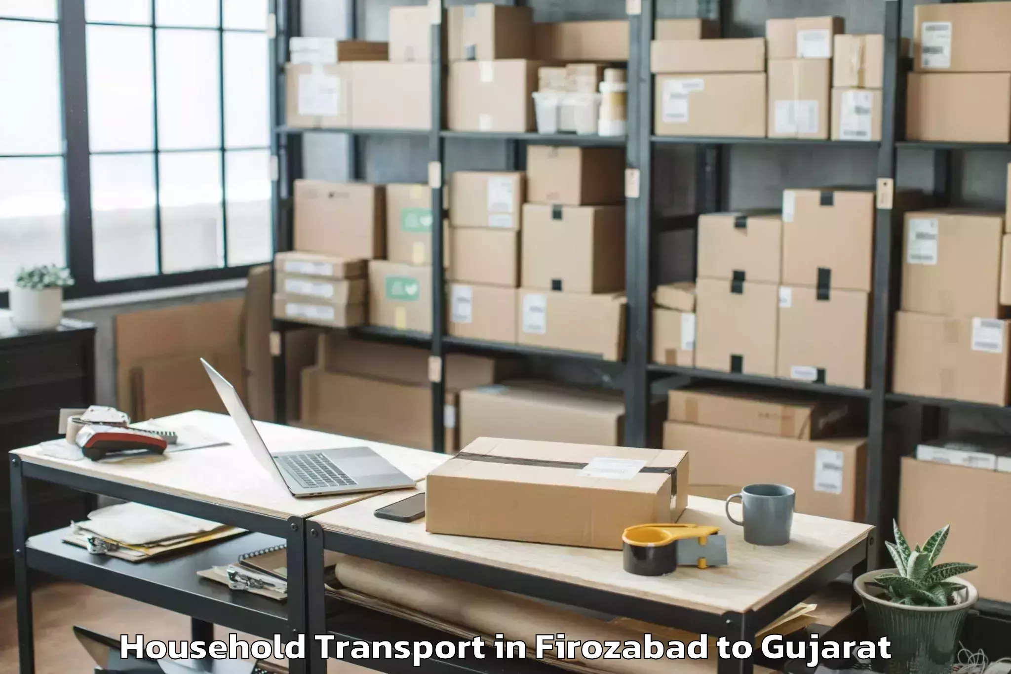 Top Firozabad to Songadh Household Transport Available